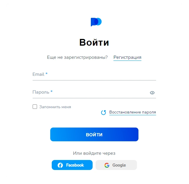 Форма входа Pocket Option